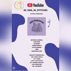 Baby Bear Beanie Pattern (Preemie)